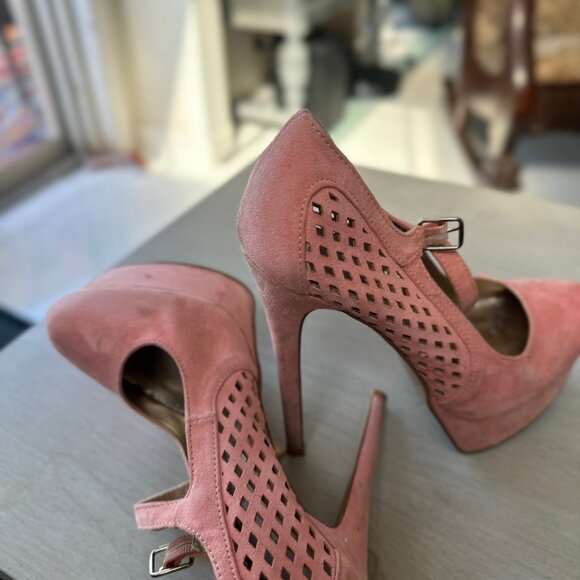 🌸 Pink Suede Cutout Platform Heels | Stiletto Pumps | Size 8 - Picture 10 of 10